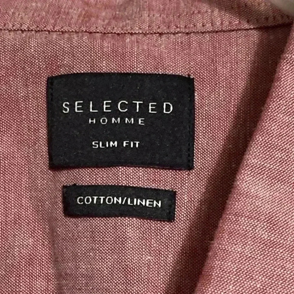 Selected Homme slim fit cotton linen men’s button down shirt size 16.5 - Picture 7 of 9